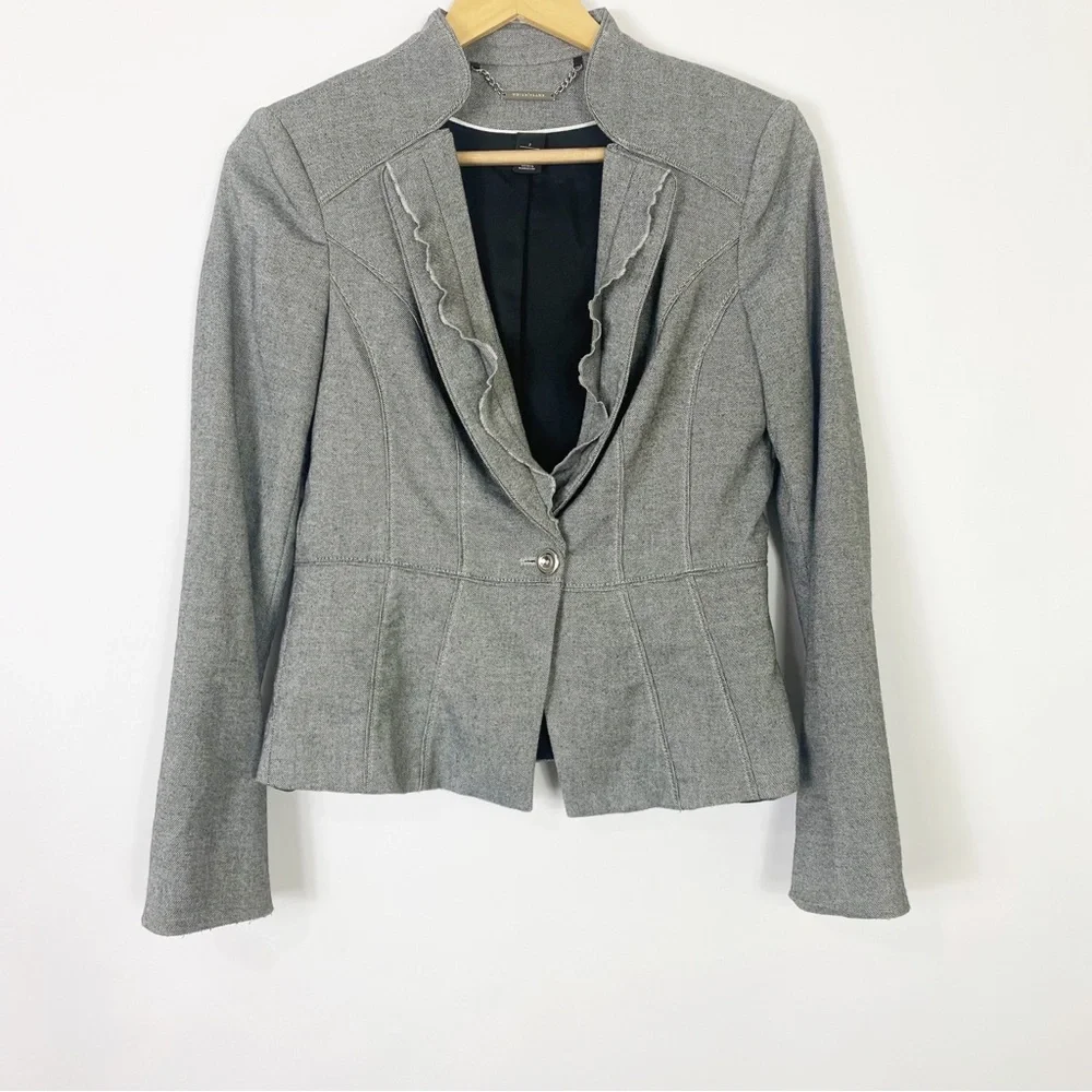 White House Black Market Gray Tailored Blazer Career Work Cute Sleek Casual Sz2